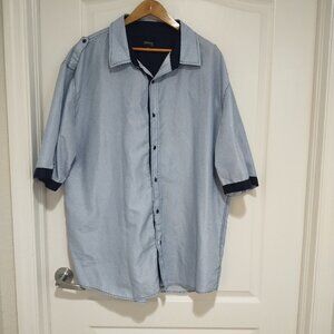Vertical Sport Short Slv Button Down Shirt Blue Gingham 4XL